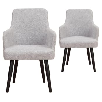 NEIVA - Lot de 2 fauteuils de table en velours gris clair