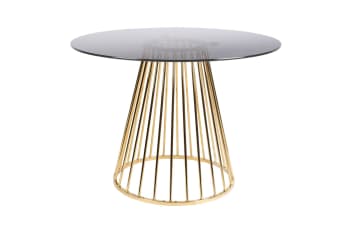 Floris - Table ronde en métal doré et verre transparent