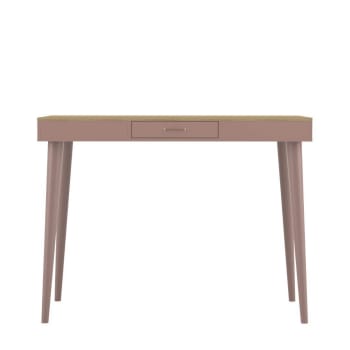 Horizon - Table bar effet bois chêne clair et rose poudré