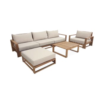 Mendoza - Conjunto de jardín cojín beige sofá, sillones y mesa