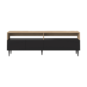 Horizon - Mueble de tv efecto madera negro y roble natural