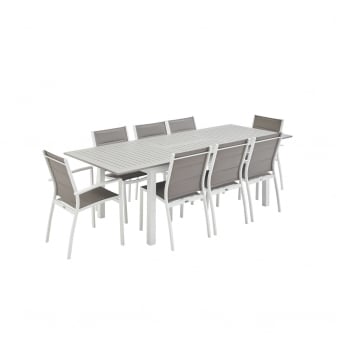 Chicago - Tavolo da giardino allungabile in alluminio 8 posti bianco