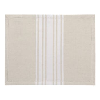 SAINT-JEAN-DE-LUZ - Set de table coton et lin Blanc 41x52 cm