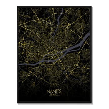 Poster Nantes Nachtkarte 40x50