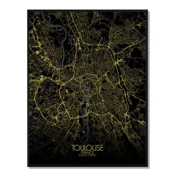 Affiche Toulouse Carte Nuit 40x50