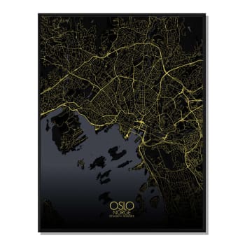 Affiche Oslo Carte Nuit 40x50