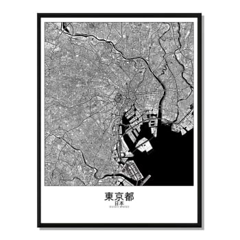 Affiche Tokyo Carte N&B 40x50
