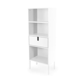 Dina - Grande étagère design tiroir et niches blanc