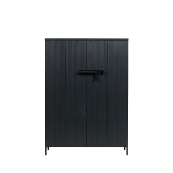 BRUUT - Armoire 2 portes en pin brossé noir