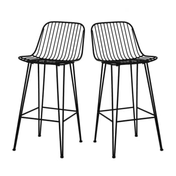 Ombra - Lot de 2 chaises de bar design en métal 67cm noir