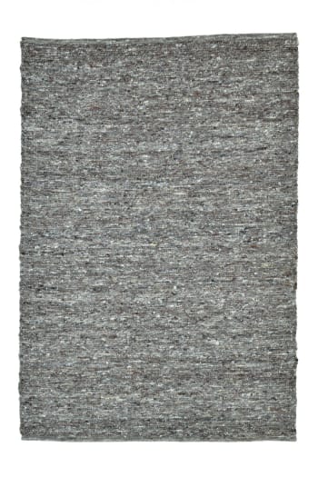 ALM-GLÜCK - Tapis tissé à la main en laine naturelle gris 90x160