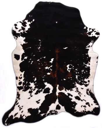 EMILIA - Alfombra de piel artificial negro y blanco 150x190