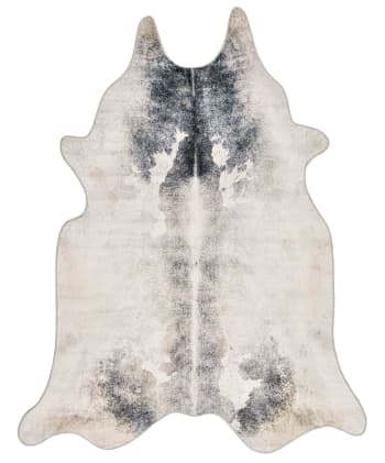 Tapis Imitation Peau De Vache Noir Et Blanc - Dimensions 102x80 Cm - Imperméable Et Antidérapant Pour Salon, Chambre