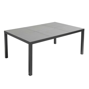 Tivoli - Mesa de jardín de 10 plazas de aluminio y cerámica gris