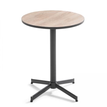 Tivoli - Tavolo bistrot rotondo in acciaio e ceramica effetto legno