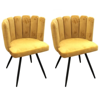 Charlotte - Lot  de 2 chaises velours jaune