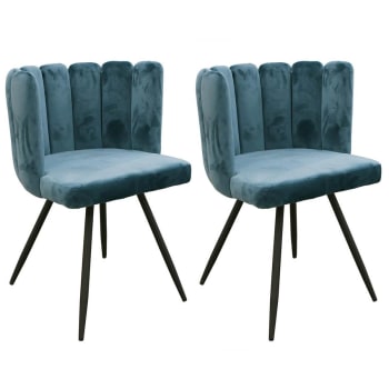 Charlotte - Lot  de 2 chaises velours bleu