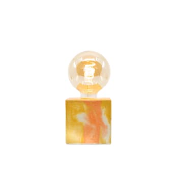 CUBE MARBRÉ - Lampe cube marbré en béton orange & jaune