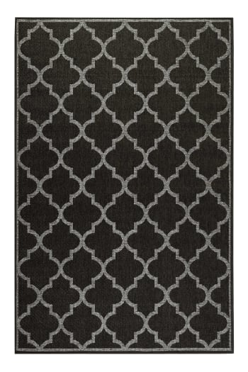 Gleamy - Tapis exterieur noir motif oriental gris 200x133