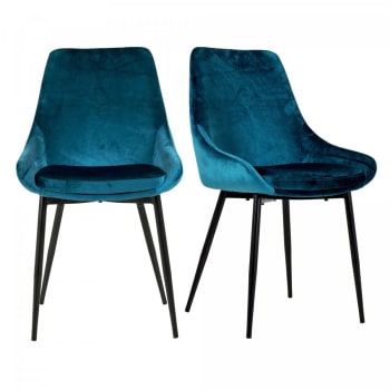 Zaipo - Lot de 2 chaises en velours style moderne bleu ciel
