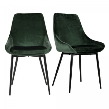 Zaipo - Lot de 2 chaises en velours style moderne vert
