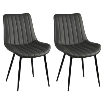 Carolann - Lot  de 2 chaises grises métal et pvc