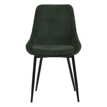 Zaipo - Lot de 2 chaises design velours côtelé vert foncé