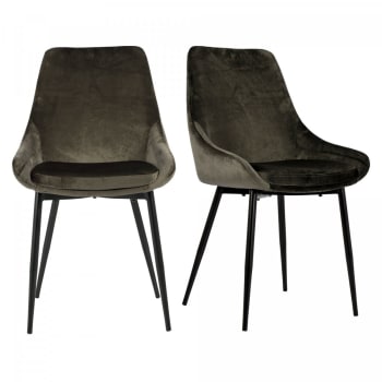 Zaipo - Lot de 2 chaises en velours style moderne taupe