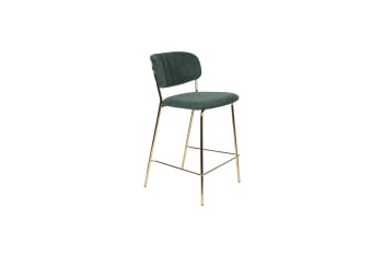 Jolien - Chaise de bar en tissu vert foncé