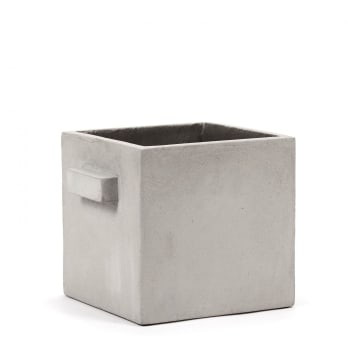 MARIE - Pot béton cubique gris clair 22x22x22 cm