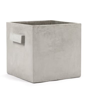 MARIE - Pot béton cubique gris clair 33x33x31 cm
