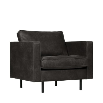 Bronco - Vintage-Sessel aus Leder, schwarz