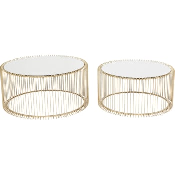 Wire - Tavolino moderno in ottone (2/SET) Ø60 cm