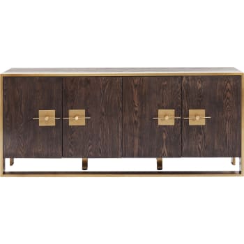 Osaka - Sideboard mit 4 Türen aus Holz und Edelstahl, braun/gold