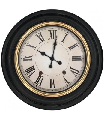 RONDE - Horloge murale ronde noire et dorée D59