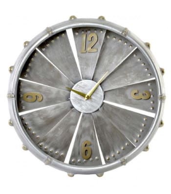 TURBINE - Horloge murale en métal galvanisé gris D41