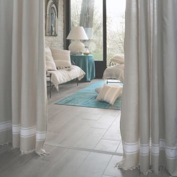 CASABLANCA - Rideau ajustable coton écru et blanc 140 x 210 à 240