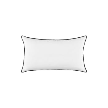 Carlina - Fodera per cuscino 28x47 cm Bianco puro e bordo nero