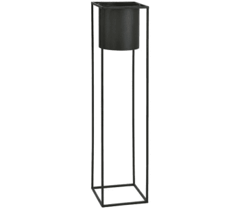 MÉTAL - Cache-pot sur pied en métal noir H100cm