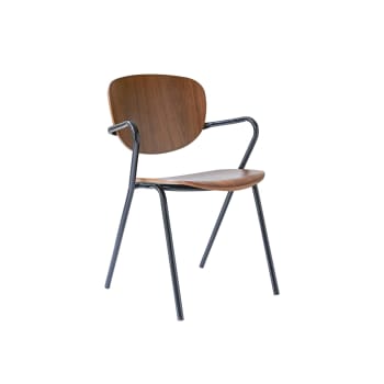 Tabouret haut en frêne et métal noir - Assises de séjour