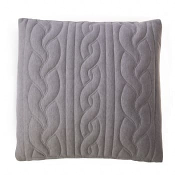 Cléo - Housse de coussin grise brodée en laine 45 x 45 cm