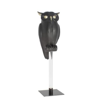Owly bowly - Hibou sur pied noir mat et doré