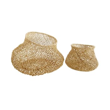 ABACA - Lot de 2 paniers/cache-pots en fibre d'abaca