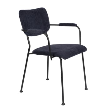 Kit 4 Sedie Stile Rattan Con Braccioli - Colore Nero, Per Interni Ed Esterni