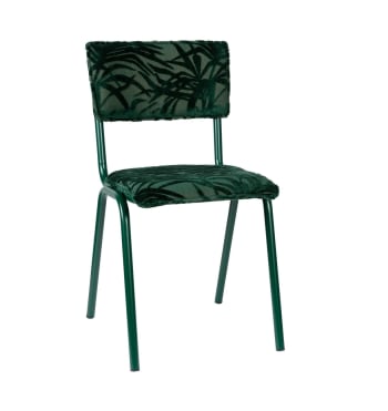 Back to miami - Chaise de repas en velours brodé vert