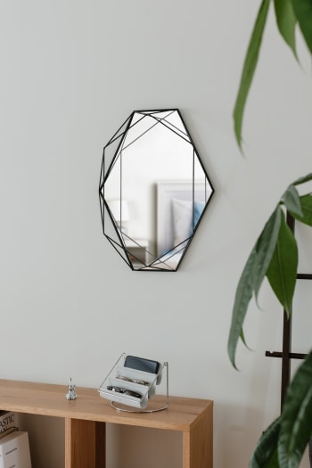 Prisma - Miroir mural structure filaire métal noir 57x43x9cm