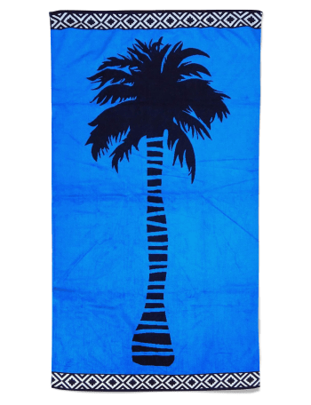 Serviette de plage éponge velours bleu plaza 86 x 160