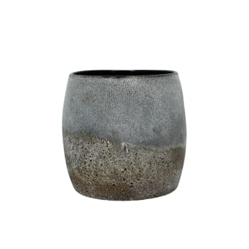 Terea - Pot gris et taupe en verre h16cm