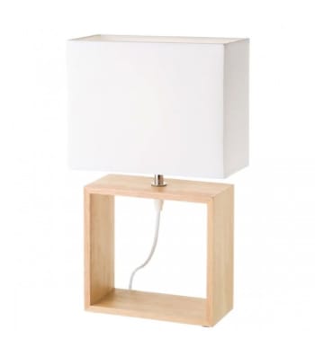 RECTANGULAIRE - Lámpara de mesa nórdica de madera blanca de 41x24x12 cm