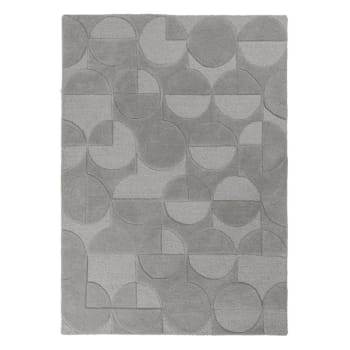 FR DESIGN - Tapis géométrique design en laine gris 120x170